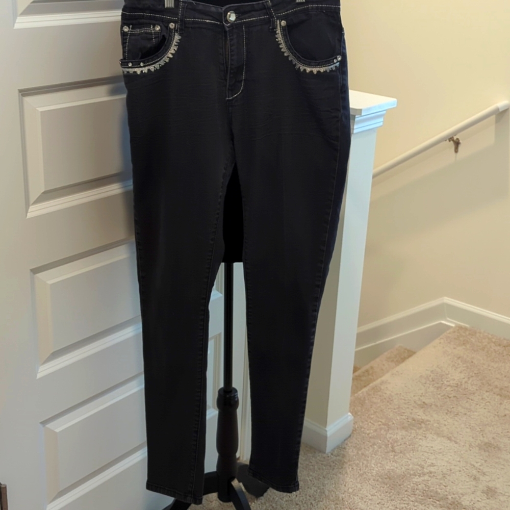 5IVE Brand Jeans w/Jeweled Detailing Zippered/Button Front Like New